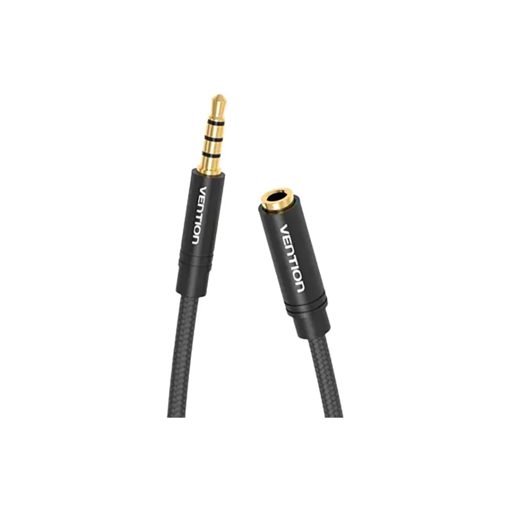 Кабель мультимедійний 3.5mm M to 3.5mm F 0.5m black Vention (BHBBD) - изображение 4