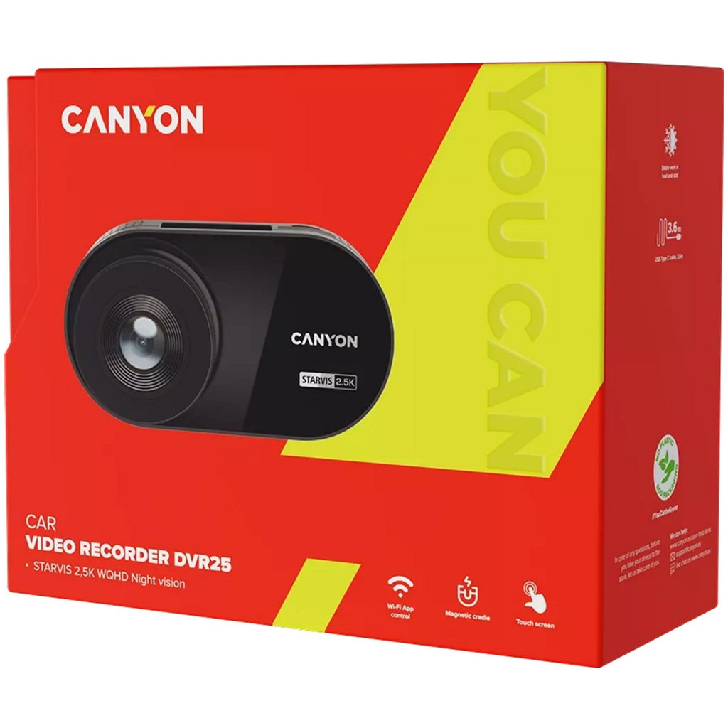 Відеореєстратор Canyon DVR25 WQHD 2.5K 1440p Wi-Fi Black (CND-DVR25) - зображення 11