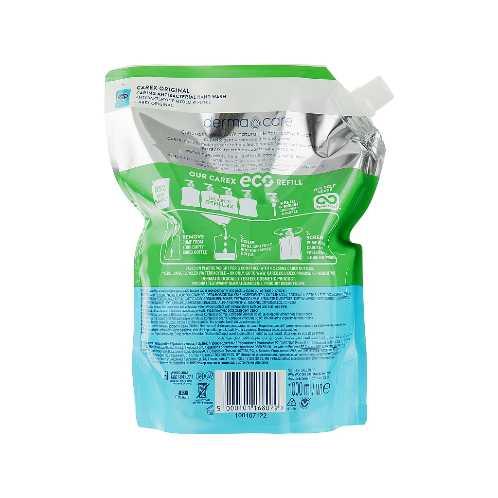 Рідке мило Carex Splash антибактеріальне змінний блок 1 л (5000101168079) - зображення 2