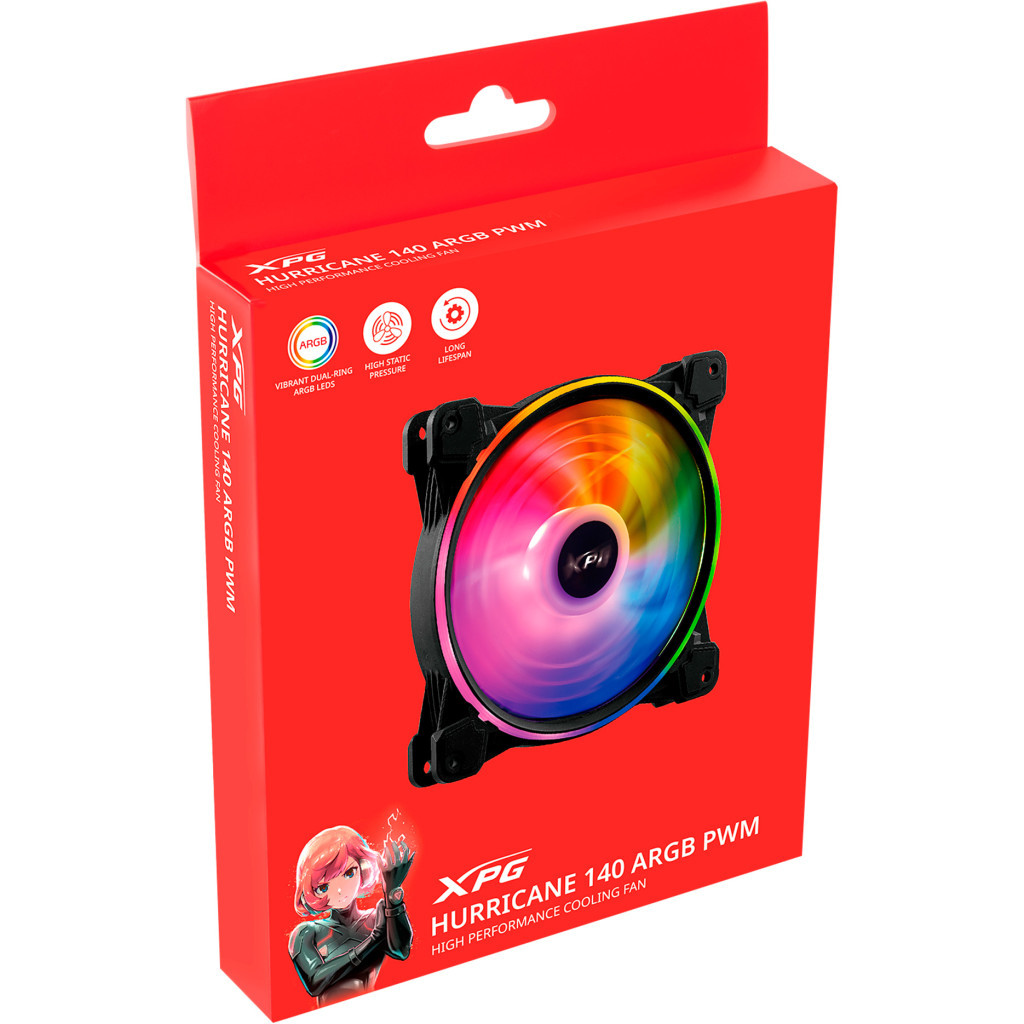 Кулер до корпусу ADATA HURRICANE140ARGBPWM-BKCWW - зображення 6