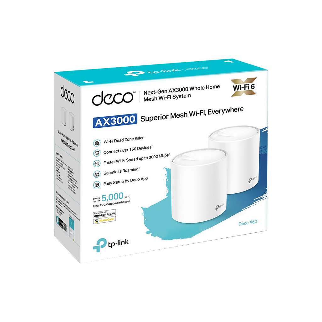 Точка доступу Wi-Fi TP-Link DECO X60 2PK AX3000 1xGE LAN 1xGE WAN MU-MIMO OFDMA MESH (DECO-X60-2-PACK) - зображення 6