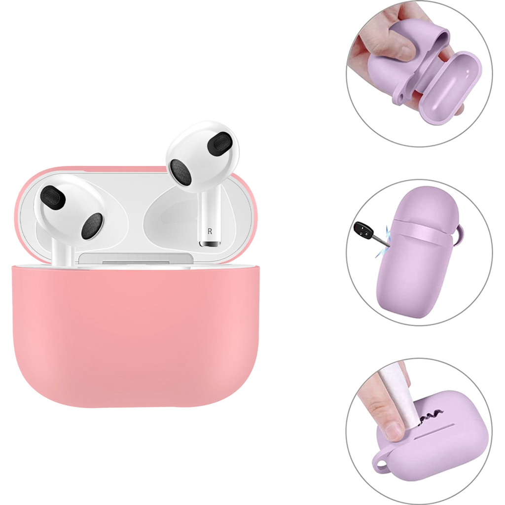 Чохол для навушників BeCover Silicon для Apple AirPods (3nd Gen) Grapefruit-Pink (707231) - зображення 3