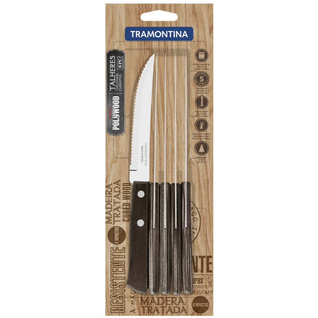 Столовий ніж Tramontina Polywood для стейка 6 шт Горіх (21100/695) - зображення 2