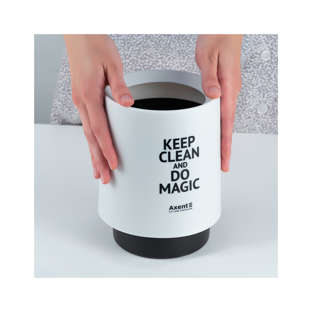 Кошик для паперів Axent Настільний контейнер для сміття, круглий, білий (2131-21-A) - зображення 5