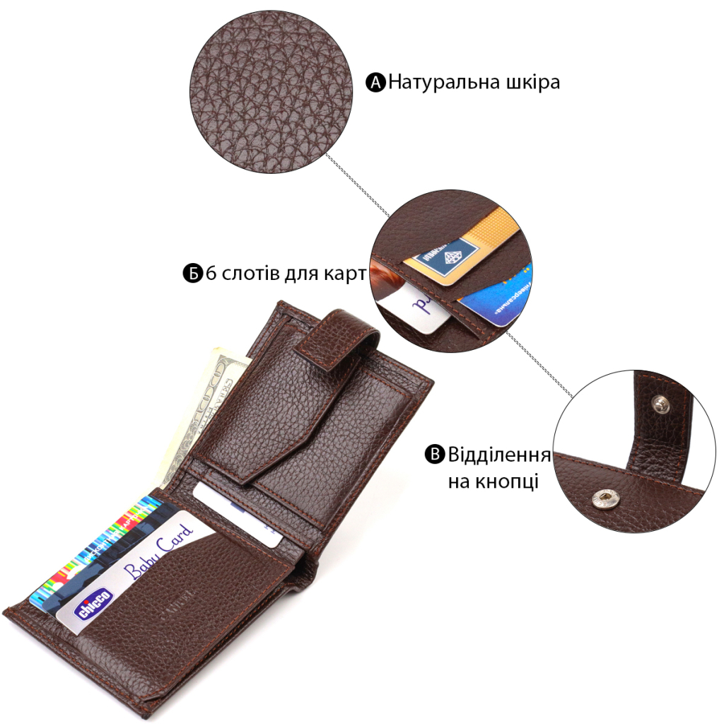Гаманець Canpellini З натуральної шкіри Коричневий (21891) - зображення 4