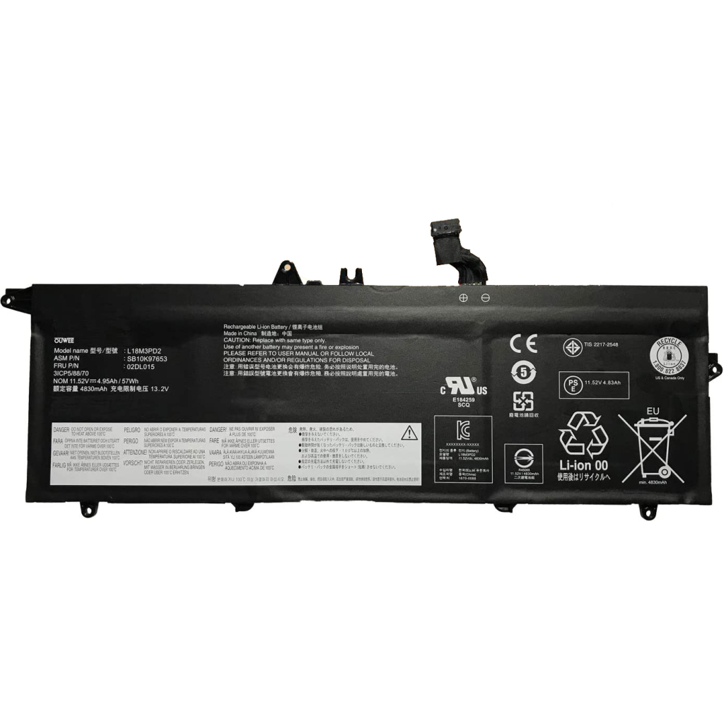 Акумулятор до ноутбука Lenovo ThinkPad T490s/T14s L18M3PD1, 4950mAh (57Wh), 3cell, 11.52V, Li-ion (A47736) - зображення 1