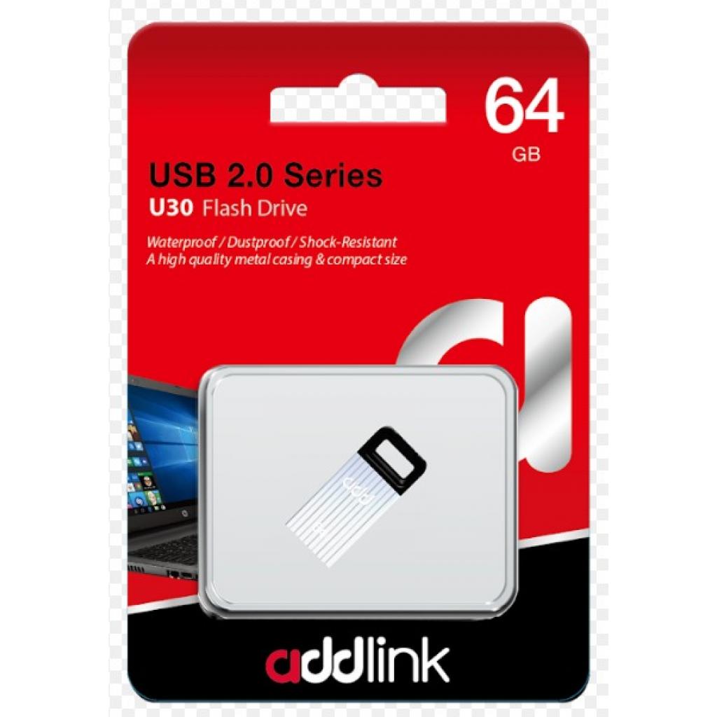 USB флеш накопичувач AddLink 64GB U30 Silver USB 2.0 (ad64GBU30S2) - зображення 2