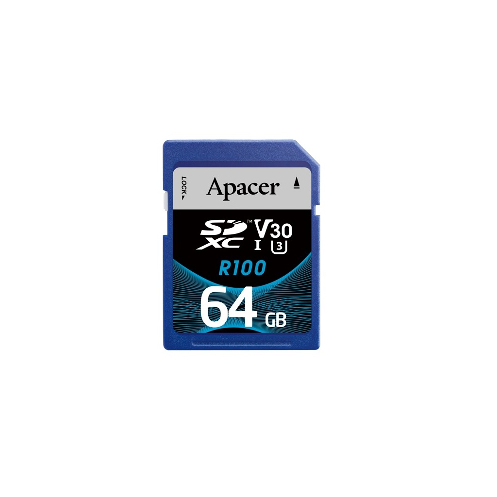 Карта пам'яті Apacer 64GB SD class 10 UHS-I U3 (AP64GSDXC10U7-R) - зображення 1