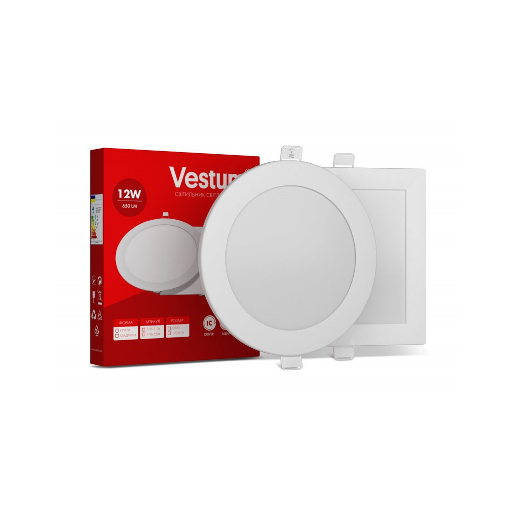 Світильник Vestum LED 12W 6000K 220V (1-VS-5109) - зображення 1