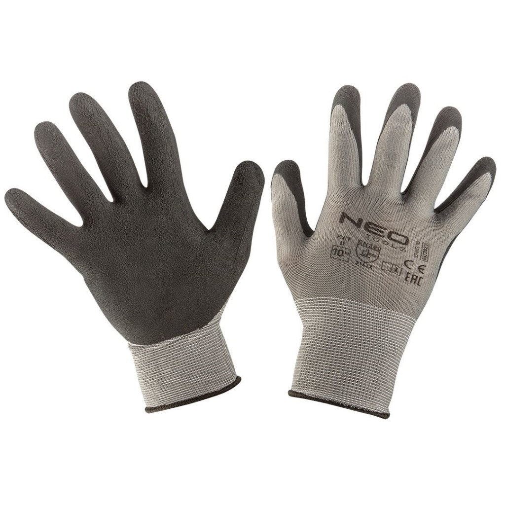 Захисні рукавиці Neo Tools робочі, з латексним покриттям (піна), р. 10 (97-617-10) - зображення 1