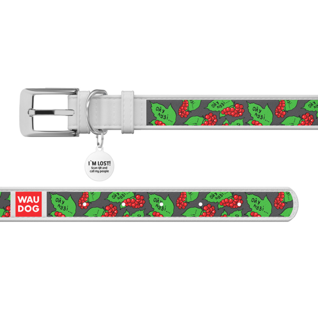 Нашийник для тварин WAUDOG Design з QR паспортом "Калина" XL Ш 35 мм Д 46-59 см (білий) (3606-0228-15) - зображення 3
