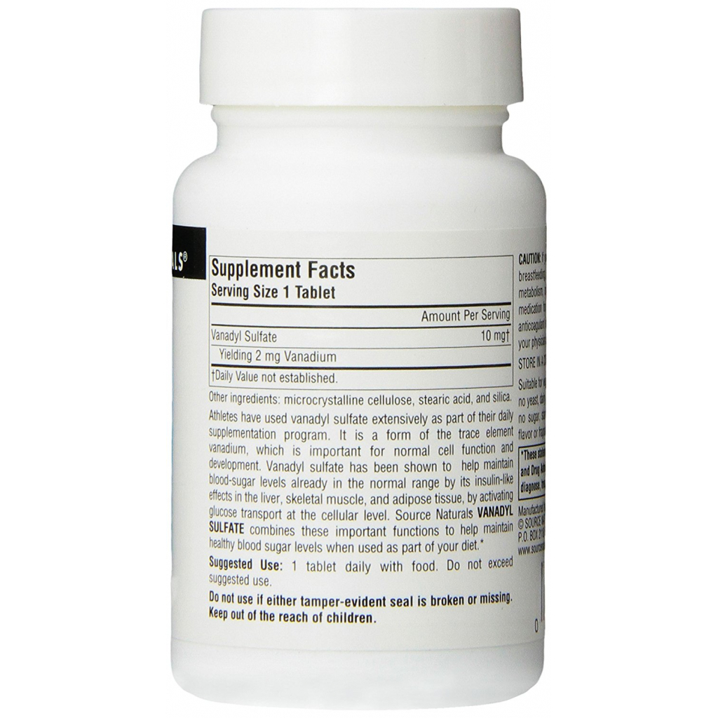 Мінерали Source Naturals Ванадил Сульфат 10мг, 100 таблеток (SNS-01747) - зображення 2