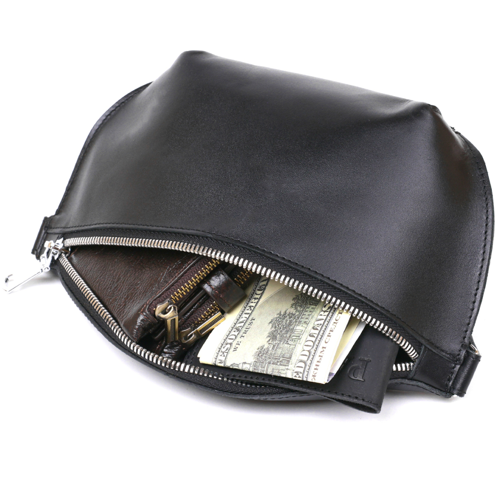 Сумка Shvigel Шкіряна бананка Чорна (16383) - зображення 6