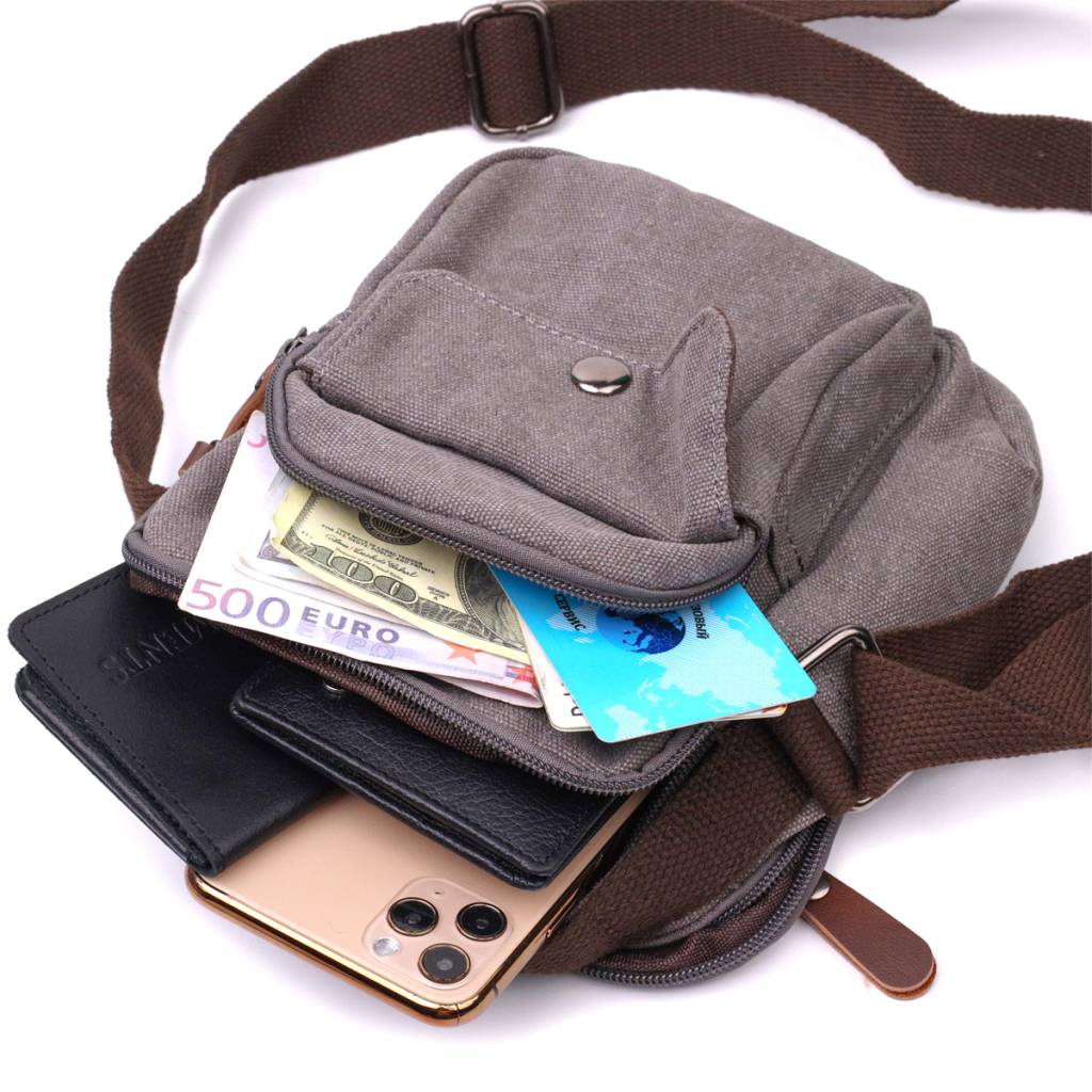 Сумка Vintage Чоловіча з щільного текстилю Сіра (22217) - зображення 9