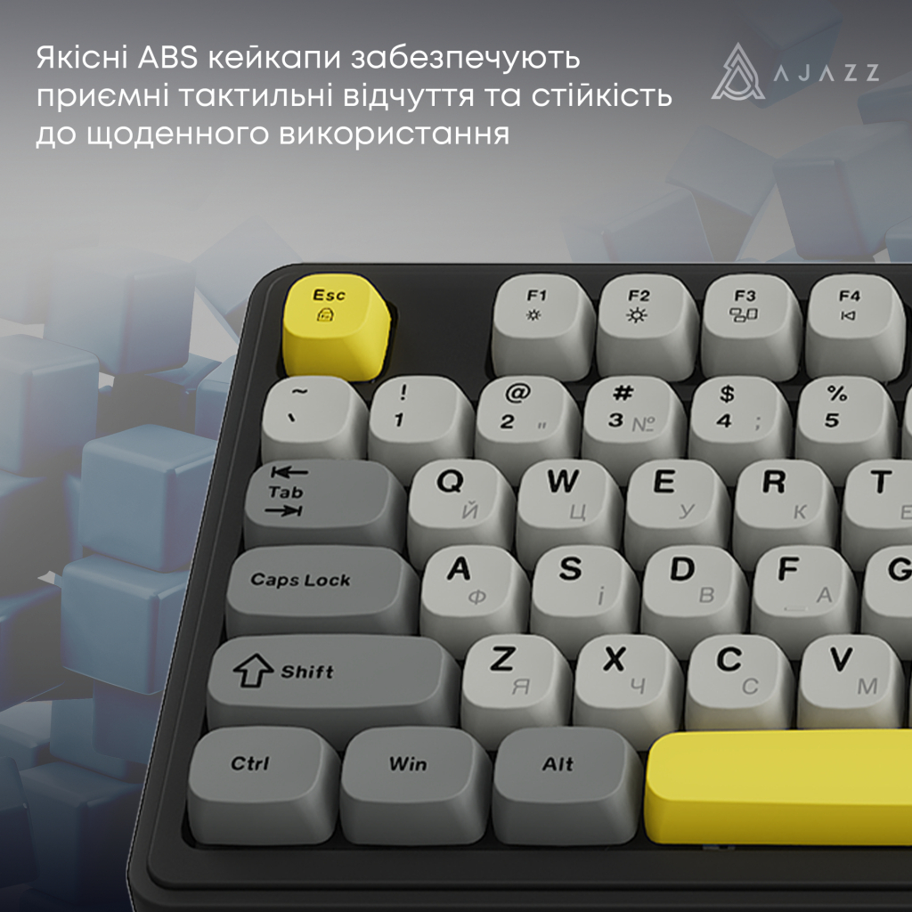 Клавіатура Ajazz AF98 Plus Wireless/Bluetooth/USB UA Black/Grey/Yellow (AF98-PLUS-BGY) - изображение 12