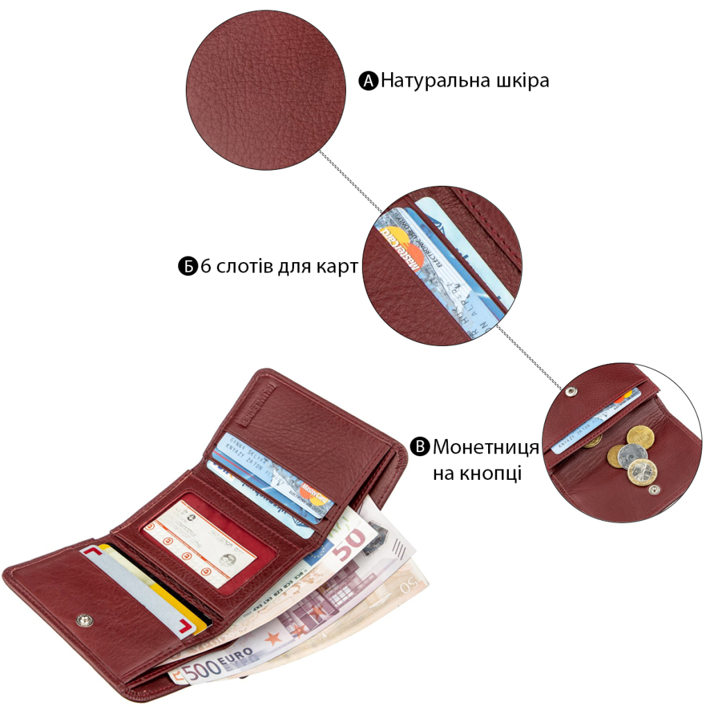 Гаманець ST Leather Темно-червоний (18885) - зображення 4