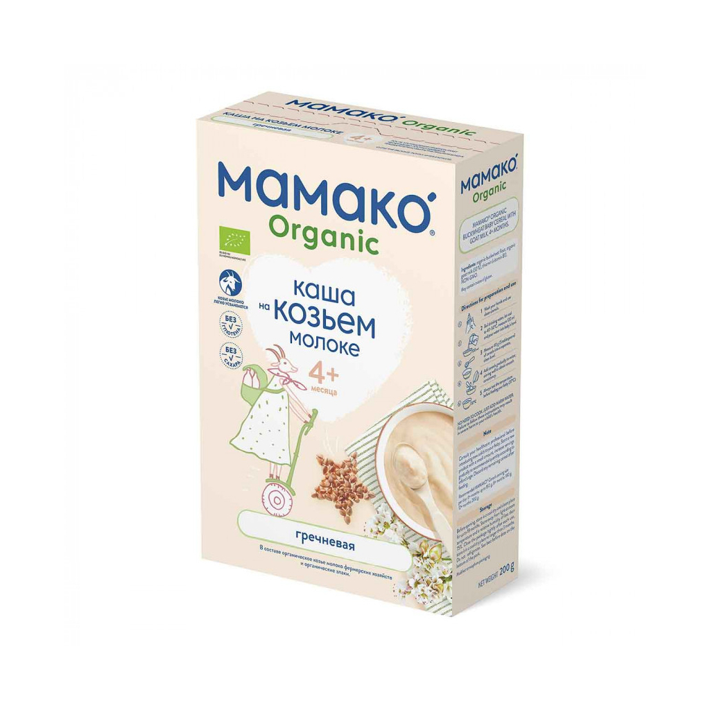 Дитяча каша MAMAKO гречана на козячому молоці +4 міс. 200 г (8437022039190) - зображення 1