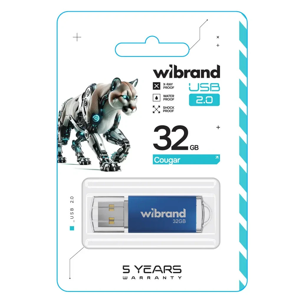 USB флеш накопичувач Wibrand 32GB Cougar Blue USB 2.0 (WI2.0/CU32P1U) - зображення 2