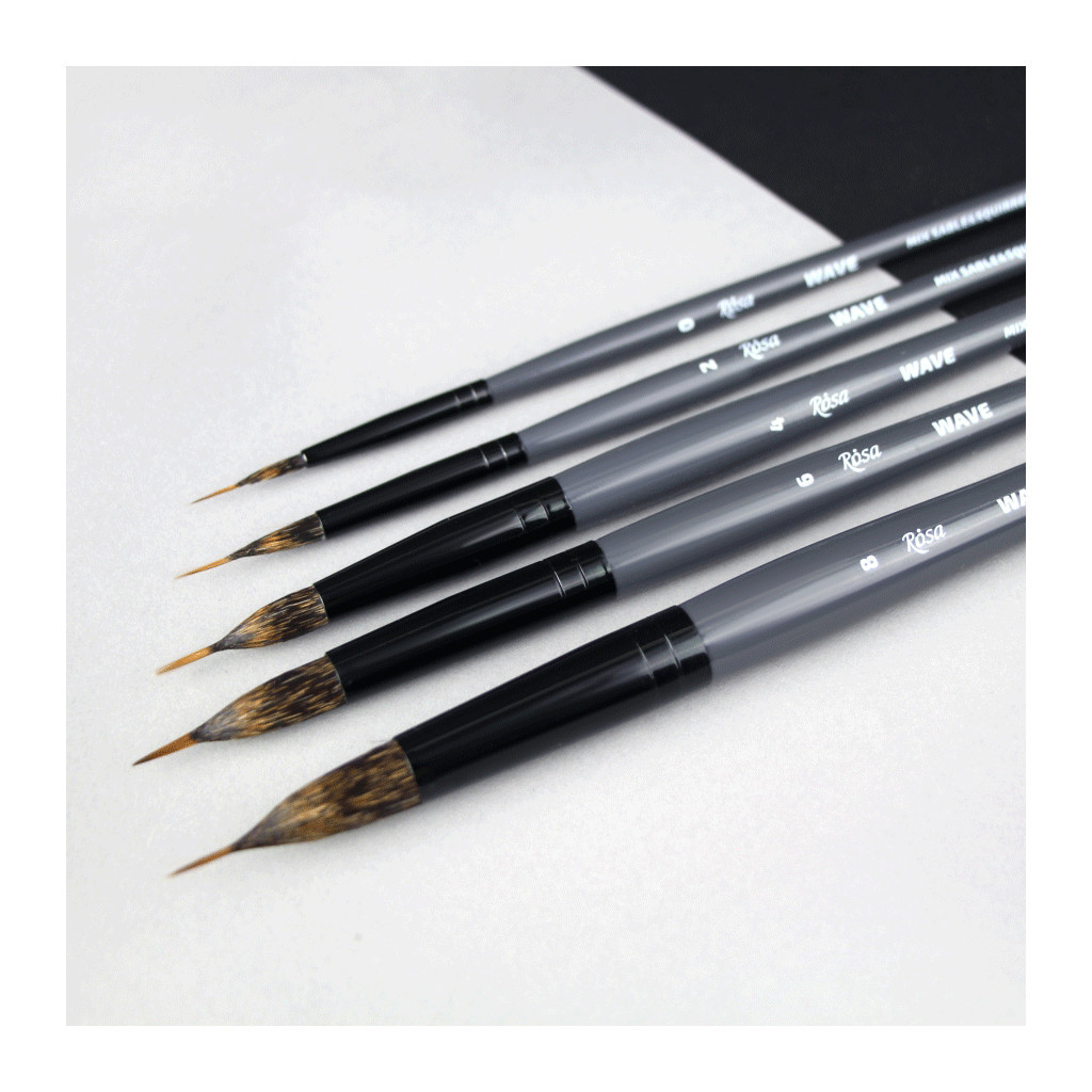Пензлик для малювання Rosa Мікс білка/соболь круглий, лайнер, WAVE 148, № 0 (4823098516859) - зображення 5
