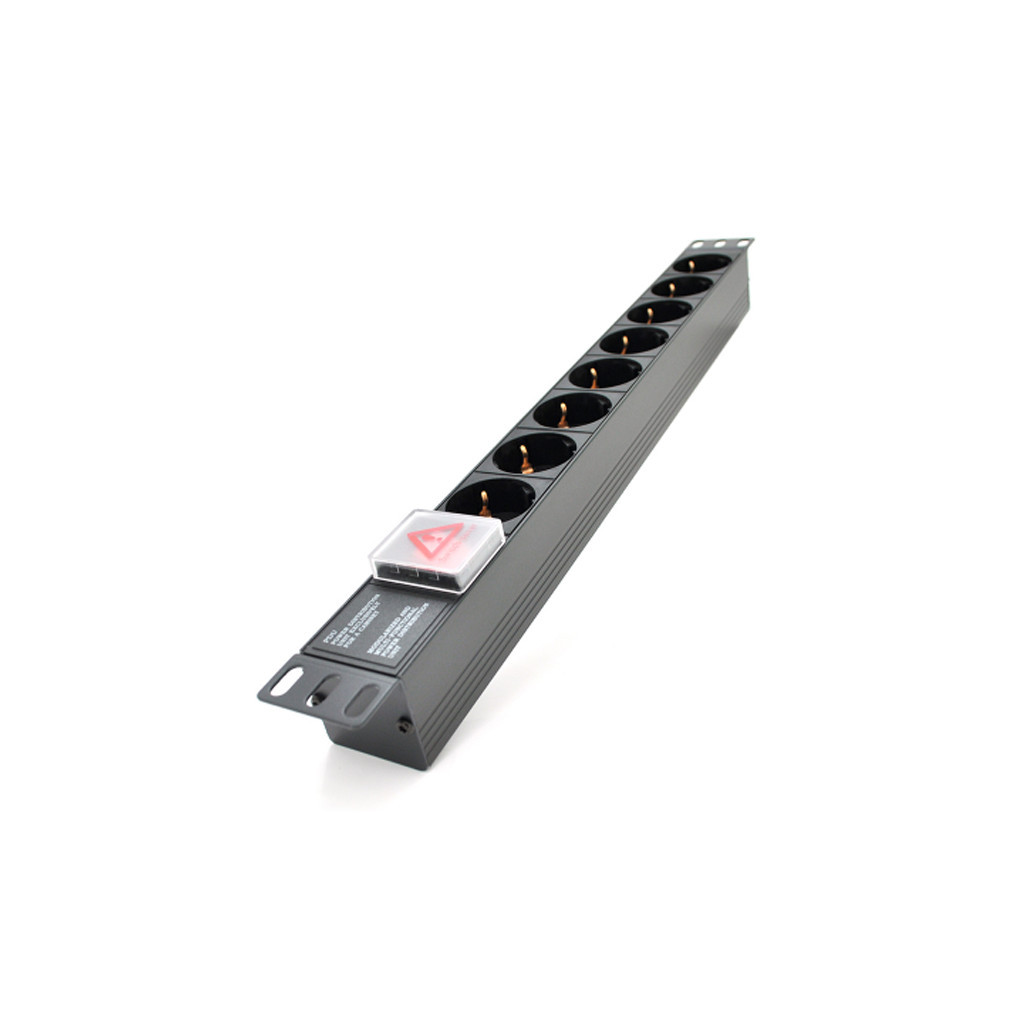 Силовий блок 19" 8 розеток, без кабеля, вимикач, алюм. корпус Pipo (PP8PDUGRC14) - зображення 1