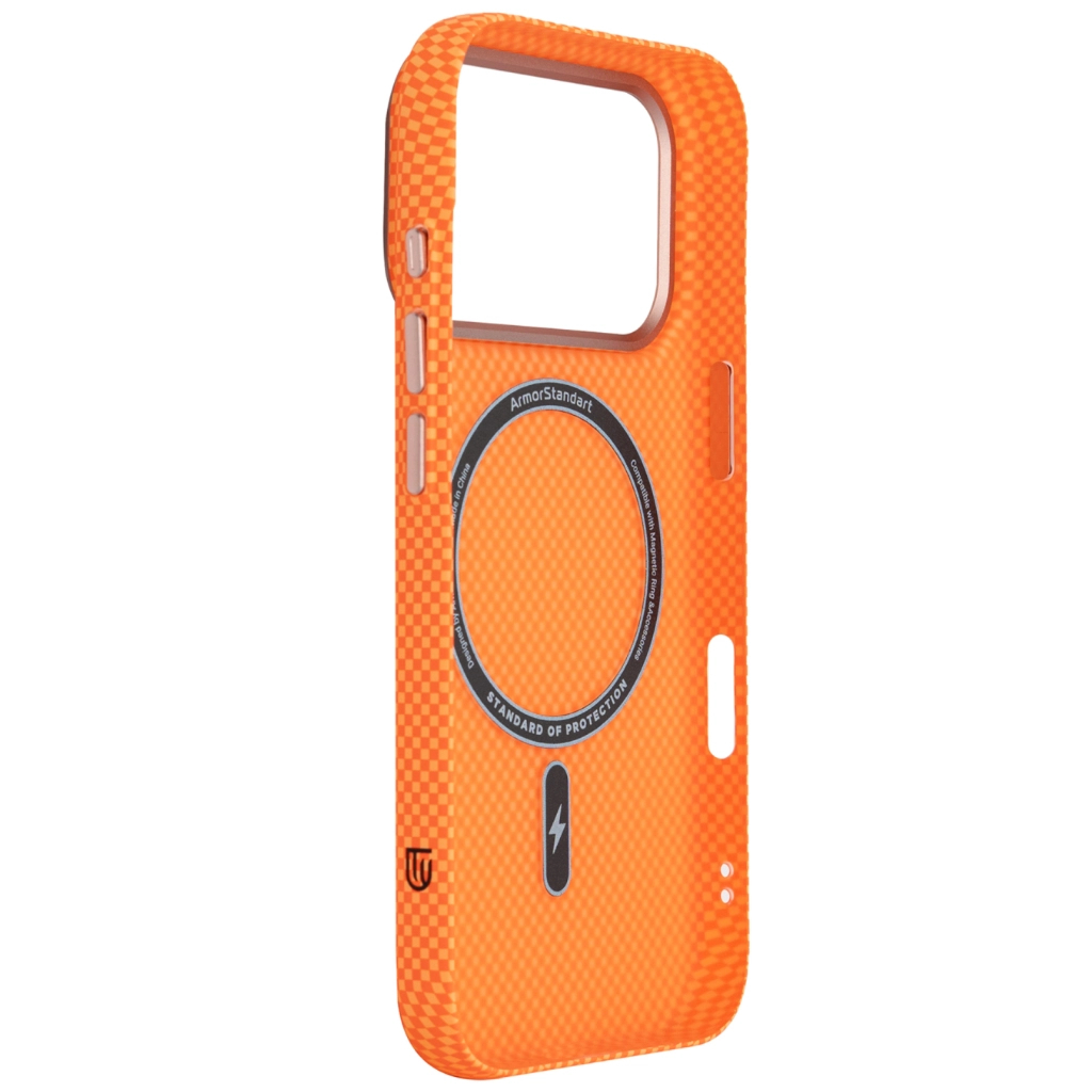 Чохол до мобільного телефона Armorstandart LikeCarbon2 SE MagCase Apple iPhone 17 Pro Kevlar Orange Rose Gold (ARM89168) - зображення 4