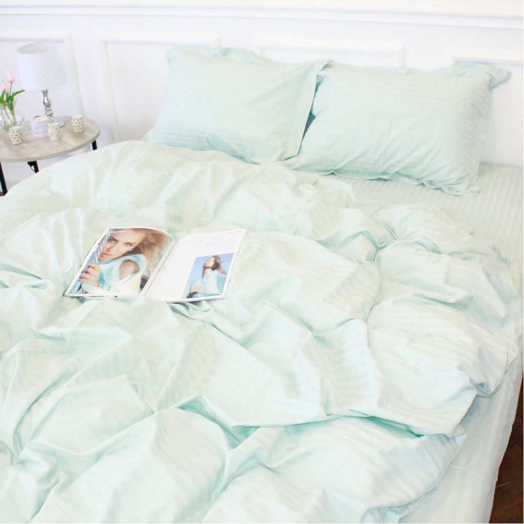 Постільна білизна MirSon SatinStripe 30-0013Azure 220х240 King Size (2200005252413) - зображення 3