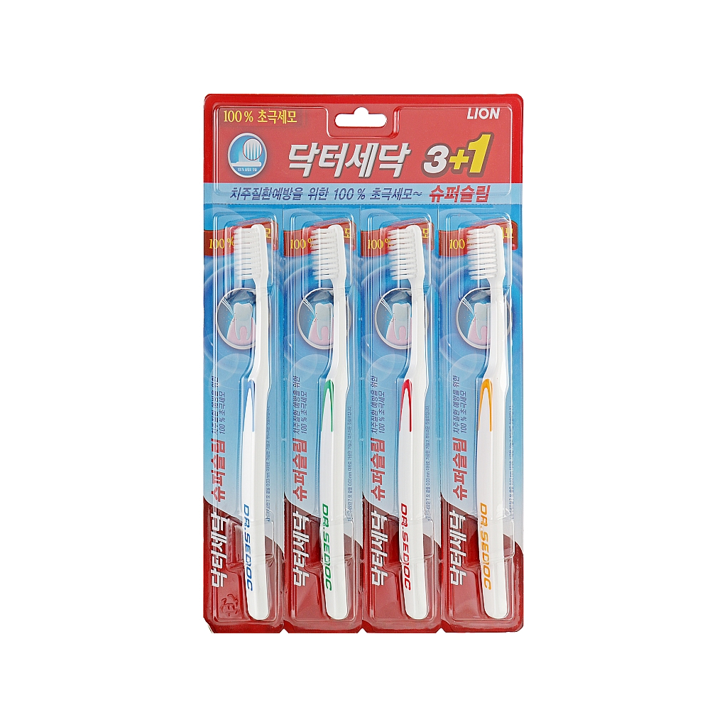 Зубна щітка Lion Dr. Sedoc Super Slim для слабких ясен 3+1 шт. (8806325602996) - зображення 1