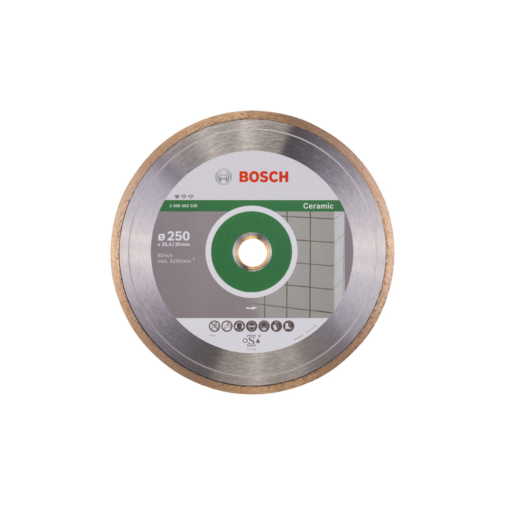 Диск пильний Bosch алмазний Standard for Ceramic, 250 мм, 25.4-30мм, 1.6мм, 7мм (2.608.602.539) - зображення 1