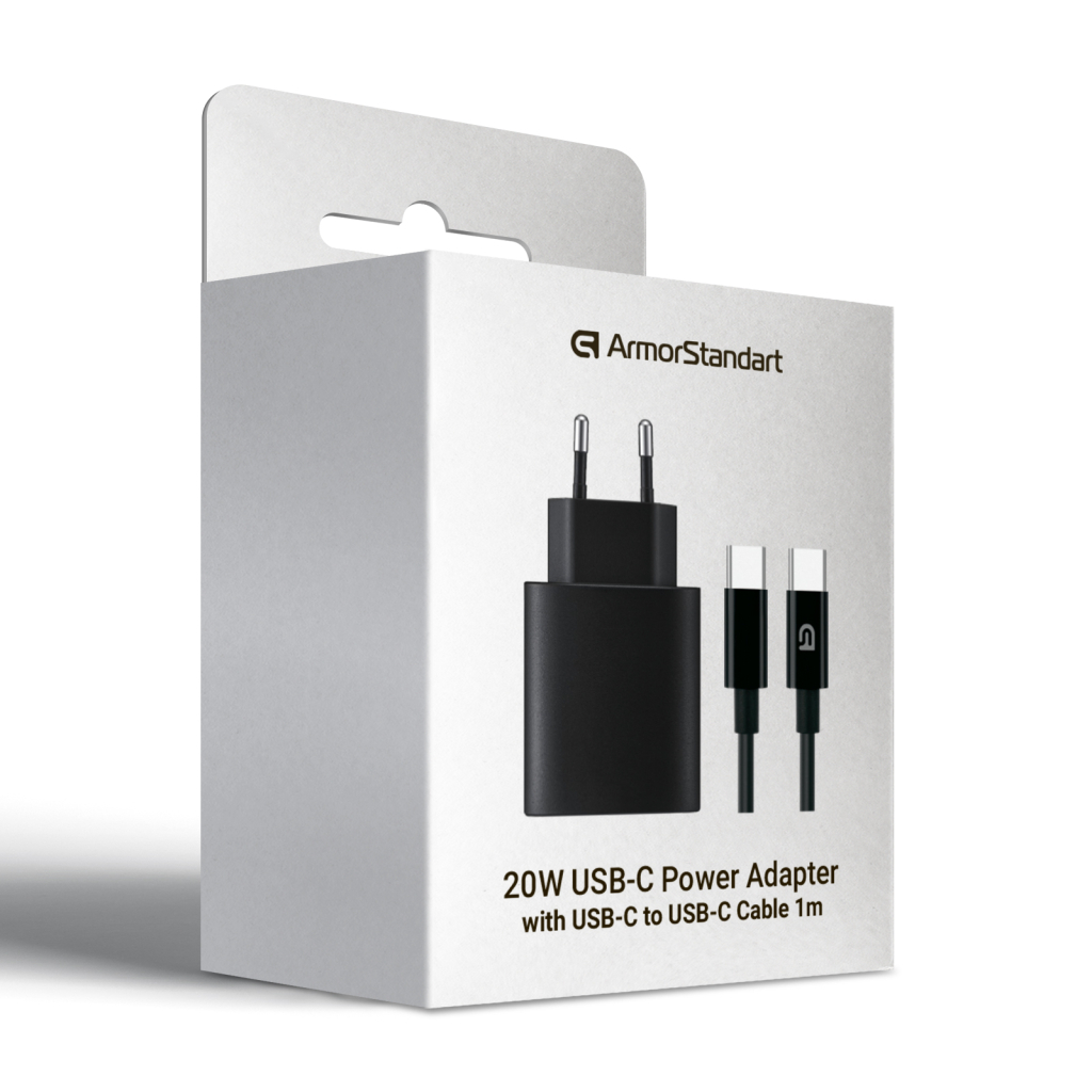 Зарядний пристрій Armorstandart ABMHJ83 20W USB-C Black + cable USB-C to USB-C (ARM77723) - зображення 7