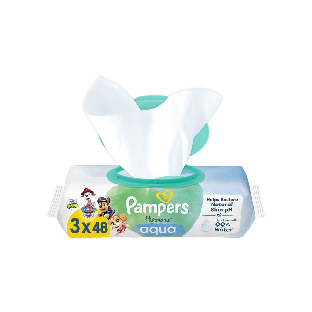 Дитячі вологі серветки Pampers Harmonie Aqua Щенячий Патруль 48 шт х 3 пачки (144 шт) (8700216722476) - зображення 2