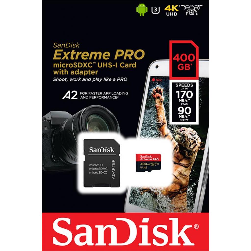 Карта пам'яті SanDisk 400GB microSDXC class 10 UHS-I U3 A2 V30 Extreme Pro (SDSQXCZ-400G-GN6MA) - зображення 2