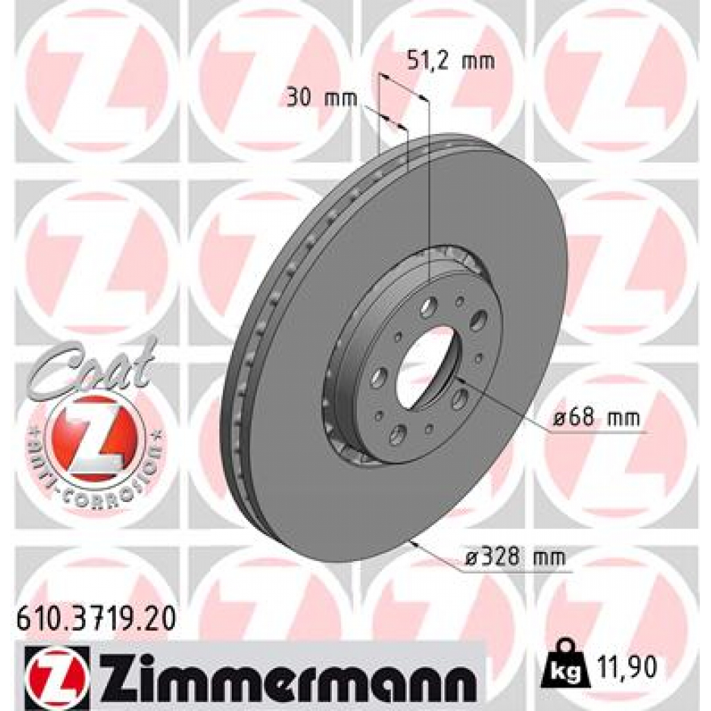 Гальмівний диск ZIMMERMANN 610.3719.20 - зображення 1