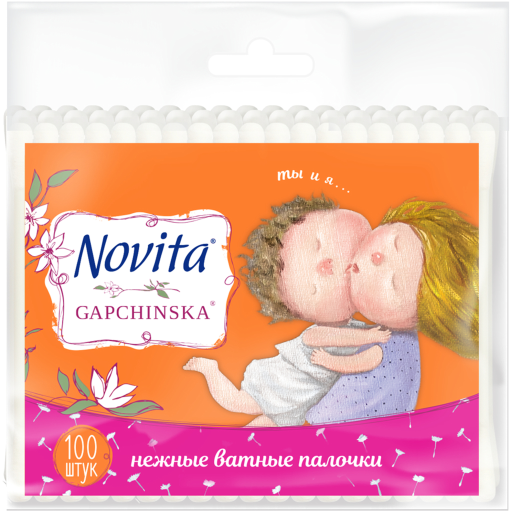 Ватні палички Novita Gapchinska в поліетиленовому пакеті 100 шт. (4823071629569) - зображення 1