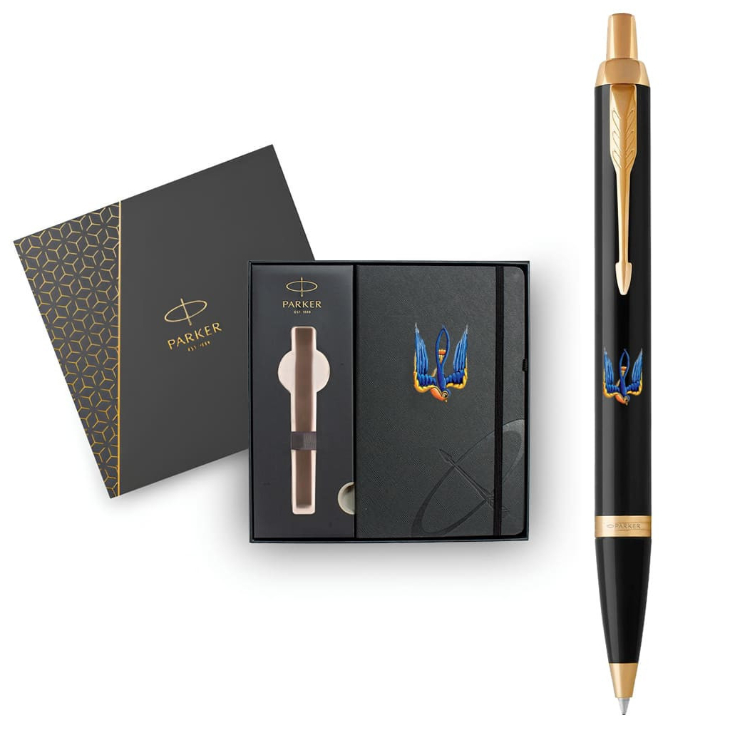 Ручка кулькова Parker IM 17 UKRAINE Black GT BP Тризуб-Ластівка + блокнот Parker + подар.упаковка GIFT24 (22032b24_T1230u) - зображення 3
