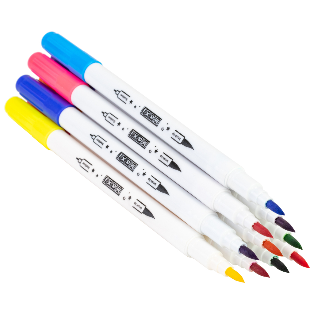 Фломастери Maxi пензлики BRUSH-TIPPED + лайнери 2в1, 12 кольорів, лінія 0,4-6 мм (MX15239) - зображення 2