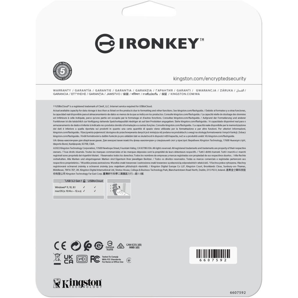 USB флеш накопичувач Kingston 64GB IronKey Locker Plus 50 AES Encrypted USB 3.2 (IKLP50/64GB) - зображення 6
