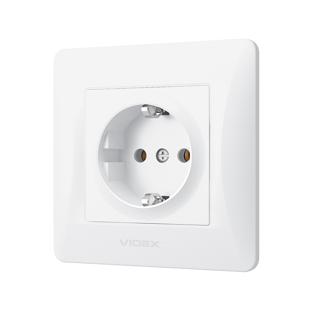 Розетка Videx BINERA 1ая із заземленням (VF-BNSK1G-W) - изображение 2