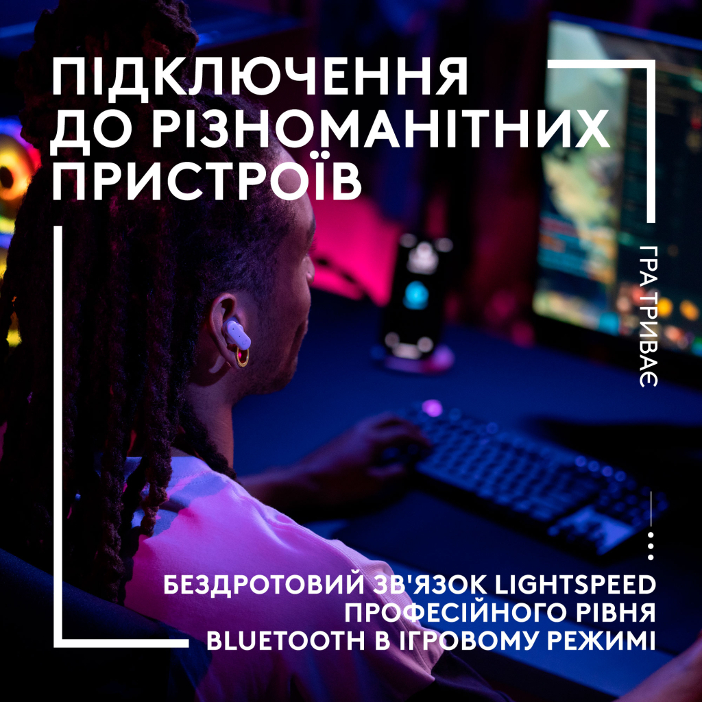 Навушники Logitech FITS True Wireless Gaming Earbuds White (985-001183) - зображення 2