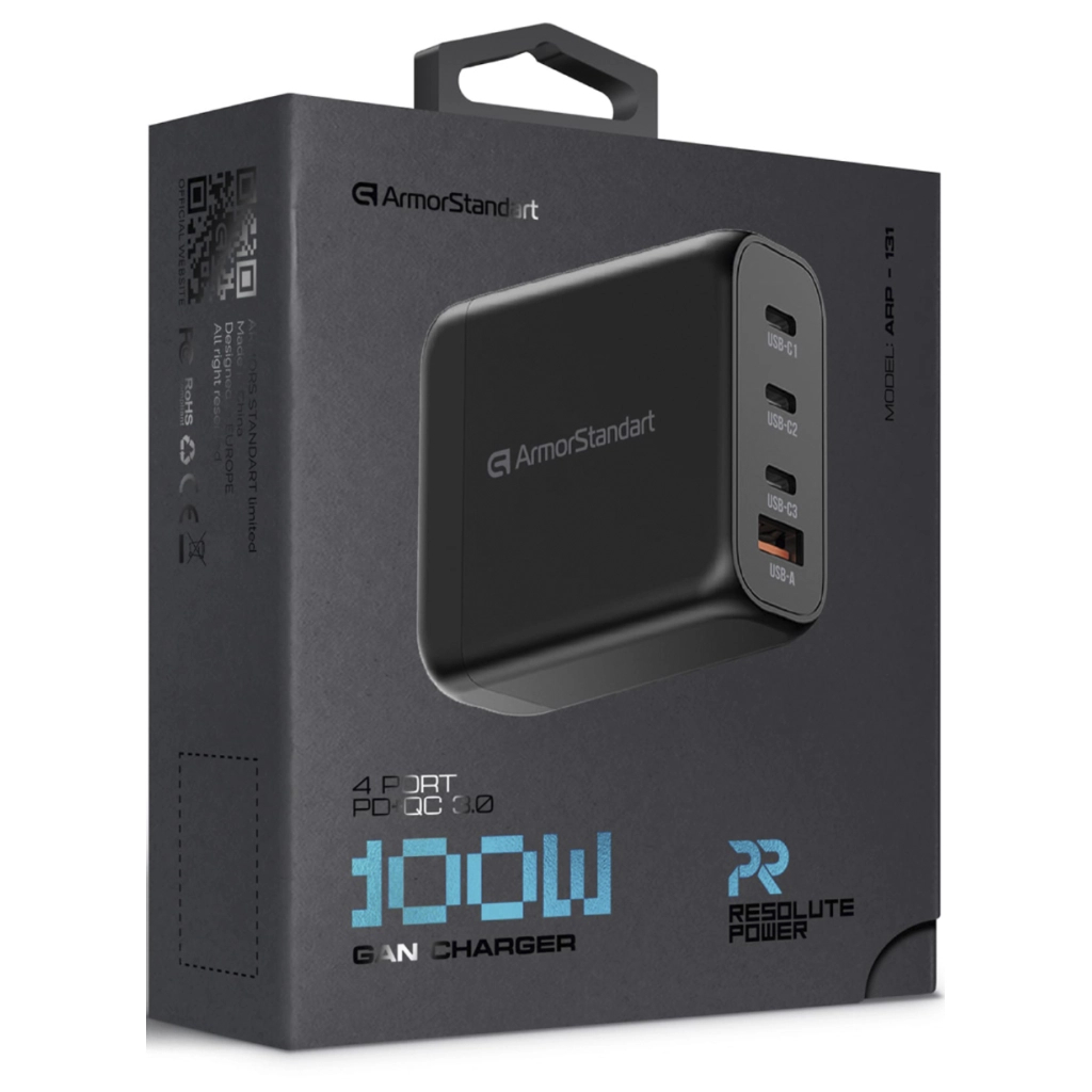 Зарядний пристрій Armorstandart ARP-131 Resolute Power USB-C 100W GaN Black (ARM70024) - изображение 12