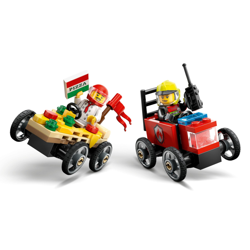 Конструктор LEGO City Піца-авто проти пожежної машини Набір перегонів (60458) - зображення 4