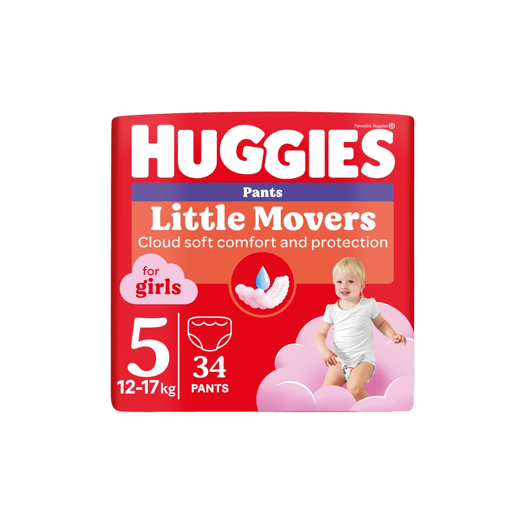 Підгузки Huggies Little Movers/Pants 5 (12-17 кг) для дівчаток 34 шт (5029053564272) - зображення 1
