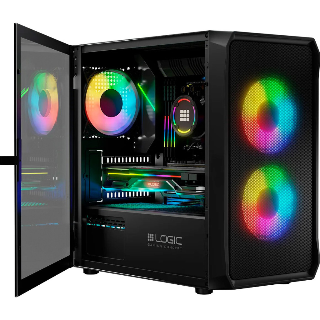 Корпус для ПК Logic concept PORTOS MESH+GLASS ARGB fans 3x120mm BLACK (AM-PORTOS-10-0000000-0002) - зображення 12