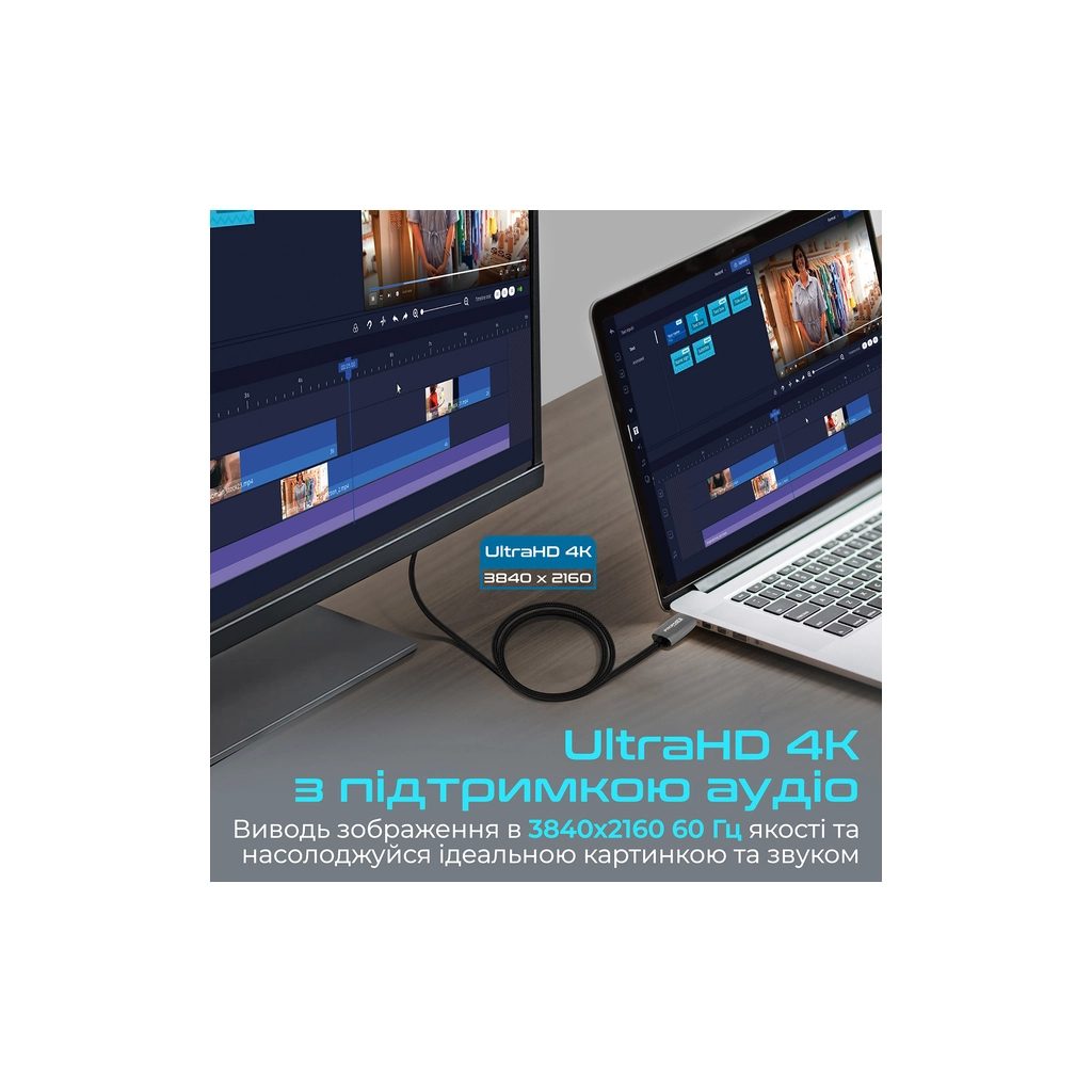 Кабель мультимедійний DisplayPort to HDMI prolink-dp200.black Promate (prolink-dp200.black) - изображение 3
