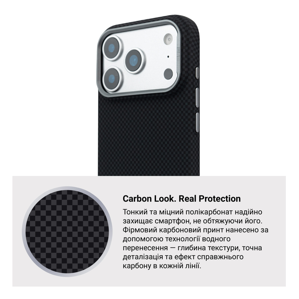 Чохол до мобільного телефона Armorstandart LikeCarbon2 MagCase Apple iPhone 17 Pro Kevlar Black (ARM88378) - зображення 7