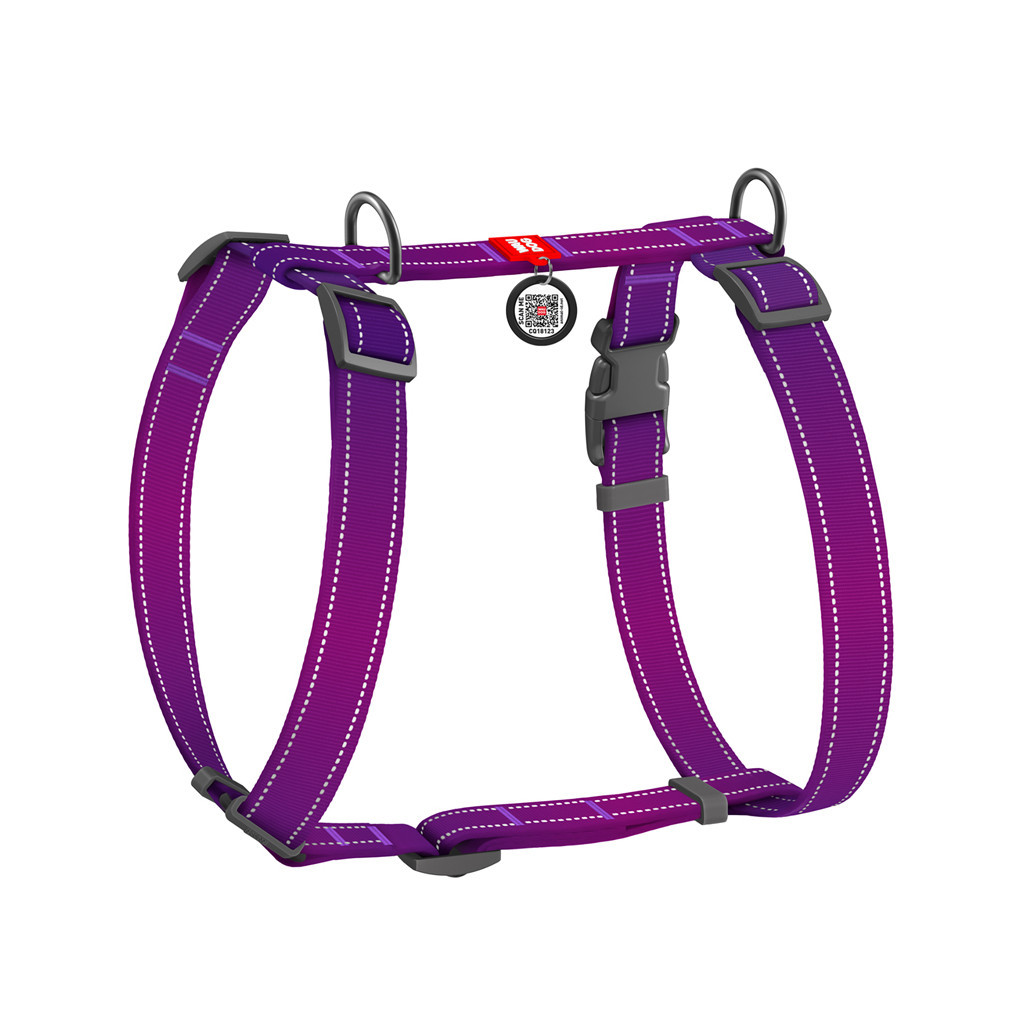 Шлея для собак WAUDOG Nylon Mono з QR-паспортом, пластиковий фастекс М фіолетова (52729) - зображення 2