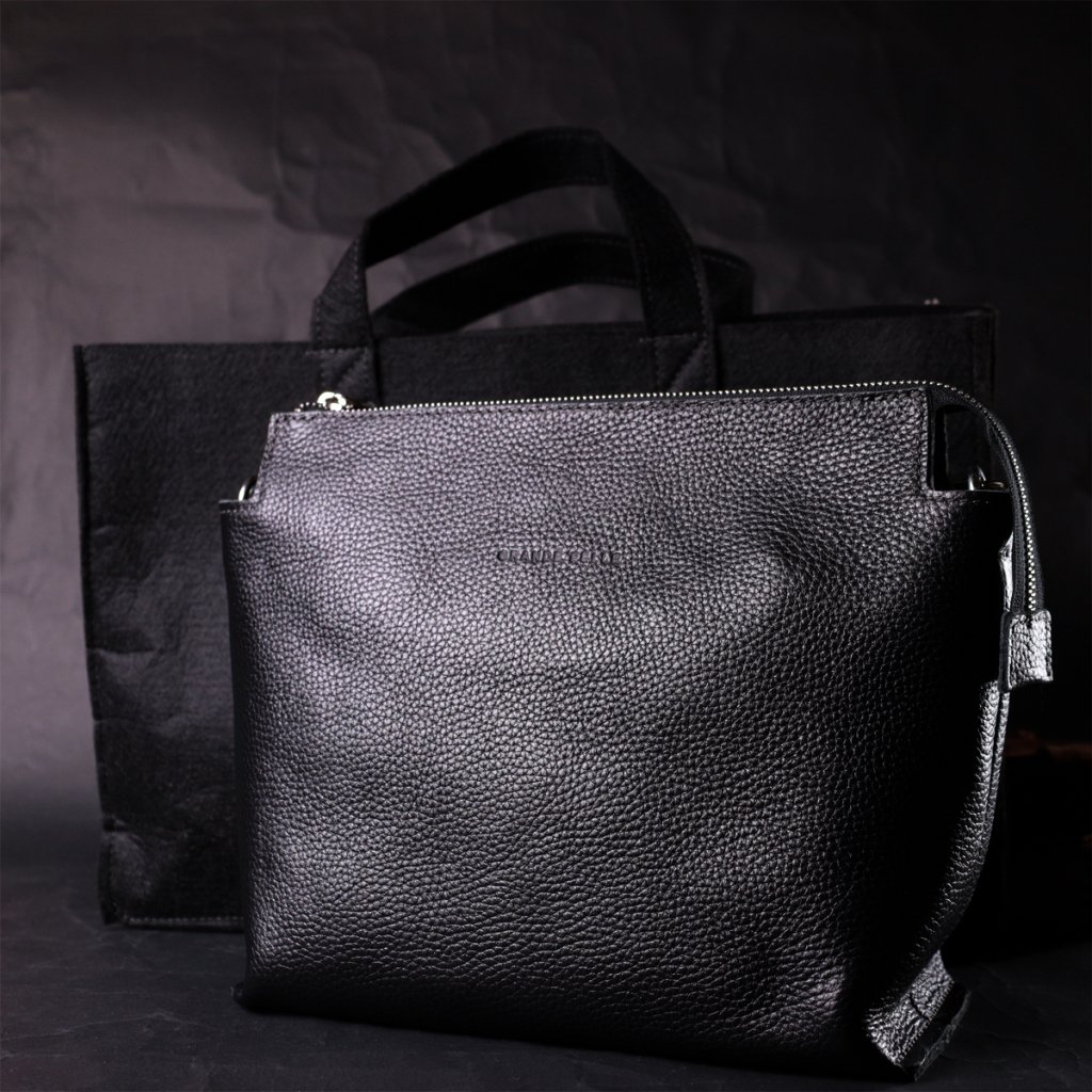 Сумка Grande Pelle З натуральної шкіри Чорна (11655) - зображення 11