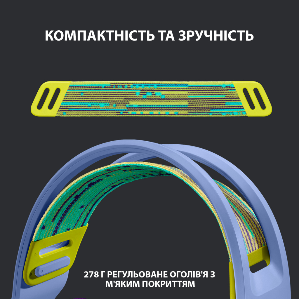 Навушники Logitech G733 Lightspeed Wireless RGB Gaming Headset Lilac (981-000890) - зображення 2