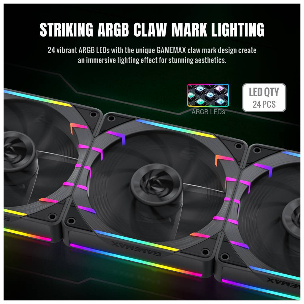 Кулер до корпусу Gamemax Tornado T12 ARGB-R - зображення 6