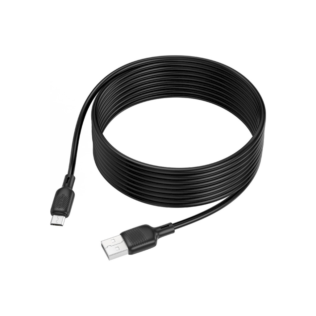 Дата кабель USB 2.0 AM to Micro 5P 3.0m Lenny silicone BX113 black BOROFONE (6941991115547) - зображення 1