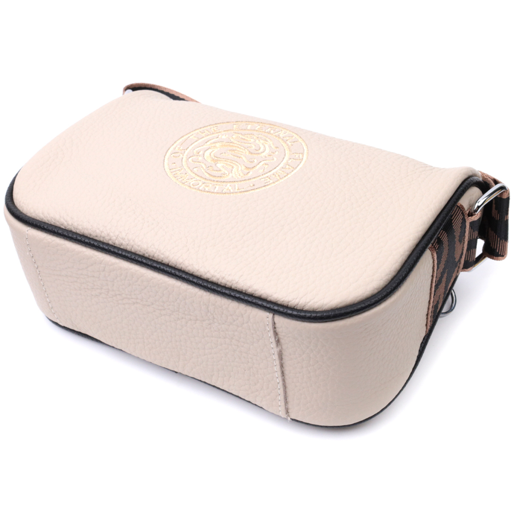 Сумка Vintage Жіноча з вишивкою на лицьовій стороні з натуральної шкіри Бежева (22625) - зображення 5